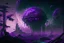 Placeholder: Futuristic Outpost, Alien Planet, Corrupted Forest, Dense Purple Fog, Dead Soil, Black Night Sky, Stars, Space, Distant Planets