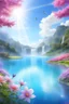 Placeholder: fantastic,Beautiful garden, flowers,rainbows, cascades arc en ciel