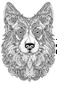 Placeholder: Coloring page for kids, lettre A lines, FLOWERS, mandala Collie, symmetrical, white background, clean line art, fine line art