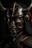 Placeholder: samurai with crescent moon helmet and oni mask portrait