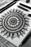 Placeholder: draw a beautiful mandala art in pencil sketch art in black white color only