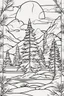 Placeholder: coloring page, pine tree, cartoon style, thick lines, low detail, no shading