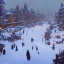 Placeholder: A snowy warlock Christmas festivities in town square with canals