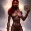 Placeholder: michaela coel ginger, freckles, red hair, bodybuilder by gerald brom luis royo