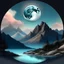 Placeholder: Mountain, moon, landscape, tree's and water