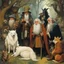 Placeholder: [art by Norman Rockwell: three Middle-earth Istaris are Jonathan Pryce, Sylvester McCoy and Jean Rochefort] Radagast, with his unkempt hair and a menagerie of animals, shared a hearty chuckle with Saruman, the wise and cunning Istari. And there, in the midst of it all, stood Gandalf, a twinkle in his eyes as he joined in the mirth.Their laughter echoed through the night, a rare moment of camaraderie amidst the chaos of their journeys.