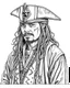 Placeholder: Jack Sparrow Portrait: Create a detailed coloring page featuring the iconic character Jack Sparrow. Ensure intricate details in his clothing, accessories, and facial features for an engaging coloring experience.