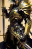 Placeholder: a person with a sword in their hand, very beautiful cyberpunk samurai, shirow masamune, black and golden armor, anime fantasy artwork, bio - mechanical ninja samurai, cyberpunk samurai, masamune, intricate assasin mecha armor, demon samurai warrior, light gold armor, ghostblade, lacquered armor, black and gold armor, demon samurai