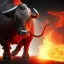 Placeholder: Bull, angry, red, black, fire, lava, masterpiece, expert, 8K, hyperrealism, sharp focus, cinematic lighting