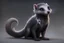 Placeholder: a sleek, magical weasel with fur that shifts between dark blacks and twilight grays. His eyes are large, sparkly, and filled with curiosity. Around his neck is a collar that softly hums and seems to be made of shadowy material. As Umbrus moves, you can picture small, arcane runes appearing and disappearing along his body, leaving a magical trace in the air. His paw pads are almost see-through, leaving delicate patterns behind as he explores the enchanted world. make him bigger