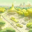 Placeholder: A pale light yellow speedy racecar theme park painted by Qiu Ying