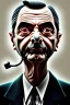 Placeholder: mr bean as the mafia godfather, 4k, trending art, weird perspective, realism, spray paint, detailed