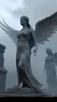 Placeholder: (anime Harpies), The Harpies were mythical monsters in Greek mythology that had the form of a bird with a human female face, Greek Mythology, 4k, hyper realistic, view of full body, background foggy chaotic ancient ruin,