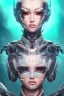 Placeholder: Futuristic anime cyborg, portrait from waist up, intricate eyeliner, vibrant eyeshadow, clear completion, soft lighting, 4k resolution, intricate details, insanely detailed, colorful cityscape background, masterpiece, expert, cinematic smooth, retroanime style, realistic details, no helmet, pastel hair color