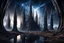 Placeholder: photo from alien dark matter buildings, with weird elongated gothic style, alien constructions, standing long weird creatures alirn landscape, silver, black, brown and dark blue surreal vision, stunning visuals, ultrarealistic dark dreamy world, surreal lighting, reflections, hyper-realistic, detailed, photorealistic, sci-fi mood