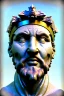 Placeholder: Ultra Realistic image, classical renaissance sculpture, white marble material, Lionel Messi, emperor, gold Laurel leaves crown, miguel angel style, chisel style, emperor, waist up portrait, epic, celestial, cinematic lighting, God light, god rays, 4k resolution, smooth details, ornate details, soft lighting, unreal engine 5, sky background.