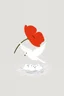 Placeholder: simple outline of a red poppy with a white dove hovering over a nest of her babies