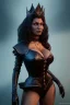 Placeholder: Pam Grier as evil queen in black leather, leather, busty, cleavage, angry, stern look. character design by cory loftis, fenghua zhong, ryohei hase, ismail inceoglu and ruan jia. unreal engine 5, artistic lighting, highly detailed, photorealistic, fantasy