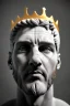 Placeholder: Ultra Realistic image, Roman sculpture, white marble material, Lionel Messi, gold crown of natural thorns, god crown, Renaissance style, sun rays background, waist up portrait, epic, celestial, cinematic lighting, God lights, 4k resolution, smooth details, soft lighting, unreal engine 5, art station, substance 3d.