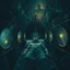Placeholder: Man spends a sleepless night inside a dark submarine in a delusional state haunted by ghostly images, paint it in the baroque style, as if the man is horrified