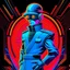 Placeholder: draw a retrofuturism spy in neon colors