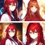 Placeholder: Clear focus, 8k, beautiful lighting, vibrant colors, fox girl, red hair, long hair, green eyes, miko