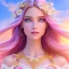 Placeholder: Beautyful smiling young woman, long hair amazing blue eyes, flowers, happy cosmic, bright colors, blue, pink, gold, jewels, realistic, photo real, clear sunny background, highly detailed, high contrast, 8k high definition, unreal engine 5, extremely sharp detail, light effect, sunny light background