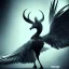 Placeholder: black sorrow swan , sin city demon style with wings