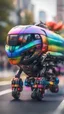 Placeholder: pride rainbow colored predator on a drone bus,bokeh like f/0.8, tilt-shift lens 8k, high detail, smooth render, down-light, unreal engine, prize winning