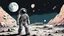 Placeholder: comic style, Moon landing