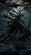 Placeholder: An airplane sinking underwater , black vein, human veins, mixing together a lot of them, like a forest, big and small veins a lot of them, a black creature
