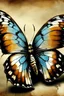 Placeholder: Acrylic painting of a butterfly in isolation, grunge background, vintage colours, highly detailed