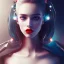 Placeholder:  cute girls, red lips, with butterfly's flying around her, cyberpunk, 8k quality, half body