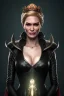 Placeholder: Cersei Lannister as evil queen in black leather, busty, cleavage, curvy, lena headay, angry, stern look. character design by cory loftis, fenghua zhong, ryohei hase, ismail inceoglu and ruan jia. unreal engine 5, artistic lighting, highly detailed, photorealistic, fantasy