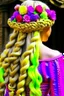 Placeholder: Princess Rapunzel's hair braided and decorated with flowers is beautiful and charming