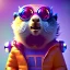 Placeholder: pixar style anamorphic cute marmot baby, smiling, cyberpunk sunglass, gangsta gold neckless, full body, magenta puffer jacket, manila city backdrop, dramatic lighting, hyper realistic, unreal engine 5, 16k