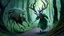 Placeholder: lovecraftian styled resurrected unhappy single deer chasing the older drunk lady through the forest.