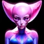 Placeholder: extraterrestrial being, alien, female, bipedal, otherworldly, pastel pink fur, large lavender eyes, intricately designed, highly detailed, Greg Rutkowski, hyperdetailed, humanoid