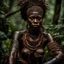 Placeholder: Behold the powerful alluring and pretty african congo shaman woman, her body adorned with with rutual paintings, in the middle of congo jungle. intricate details, HDR, beautifully shot, hyperrealistic, sharp focus, 64 megapixels, perfect composition, high contrast, cinematic, atmospheric, moody