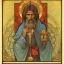 Placeholder: patron of photographers holding a camera in one hand and film roll in the other. orthodox icon with saint photographer. Cyrillic inscriptions. hyperdetailed, Alphonse Mucha, Zdzisław Beksiński, poster, illustration, ink, oil on canvas, 18th century atlas