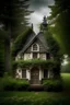 Placeholder: Fairy tale Cottage with trees through it and storm shutters open