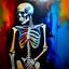 Placeholder: abstract acrylic paint of a skeleton, complementary colors