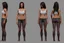 Placeholder: Female character 19 years full anatomy Proportions of the character the head-to-body ratio . Create a distinctive silhouette that helps the character stand out and be easily recognizable Design the character's face, including the shape of the head, eyes, eyebrows, nose, mouth, and ears. Consider the . Front, Side, and Back Views: Provide multiple views of the character, including front, side, and back mode sheet .