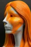 Placeholder: Silver rubber face with rubber effect in all face with orange long rubber effect hair