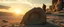 Placeholder: Scene: A wide desolate rocky landscape Action: One enormous imprint in the stone from a foot Lighting: Sunset or moonlight casting long shadows Caption placement: Floating above the scene or carved into stone In the background we see an enourmous giant man with ancient clothing