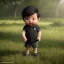 Placeholder: short boy with black hair and a comb-over and fat with a polo shirt and black rain coat realistic 8k