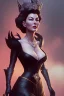 Placeholder: Ava Gardner as evil queen in black leather, busty, cleavage, curvy, angry, stern look. character design by cory loftis, fenghua zhong, ryohei hase, ismail inceoglu and ruan jia. unreal engine 5, artistic lighting, highly detailed, photorealistic, fantasy