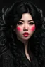 Placeholder: portrait of a fantasy asian goth woman with wavy black hair, fantasy style, realistic style, highly intrictae details, high quality, 8k