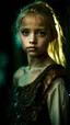 Placeholder: portrait of a poor young girl with blonde hair, Heterochromic eyes, Dark fantasy