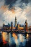 Placeholder: The London skyline oil painting style